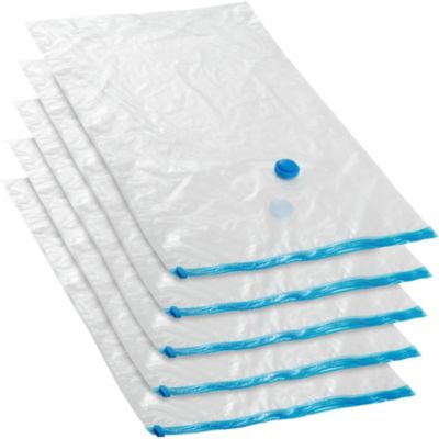 Lot de 5 sacs sous-vide avec une valve simple d'entrée et de sortie blanc transparent