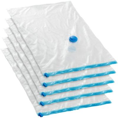 Lot de 5 sacs sous-vide avec une valve simple d'entrée et de sortie blanc transparent