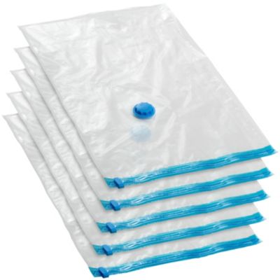 Lot de 5 sacs sous-vide avec une valve simple d'entrée et de sortie blanc transparent