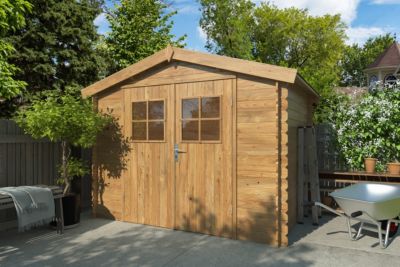 Abri de jardin Nissi bois traité autoclave marron ép.19 mm surface totale 5,92m²