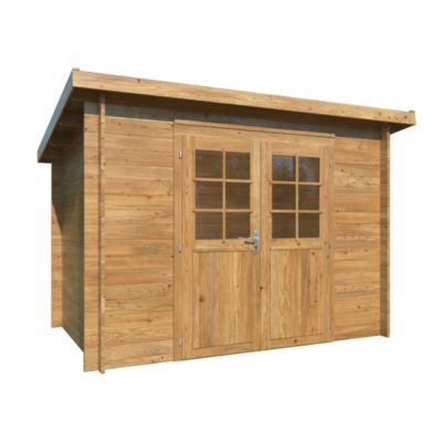 Abri de jardin White Wood Alice bois traité autoclave marron ép.28mm surface totale 7m²