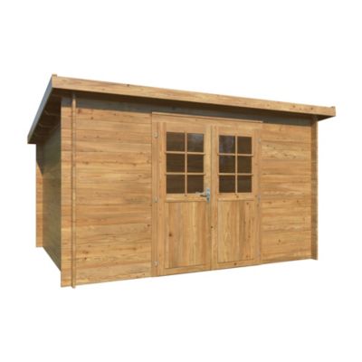 Abri de jardin White Wood Alice bois traité autoclave marron ép.28mm surface totale 12m² - Palmako