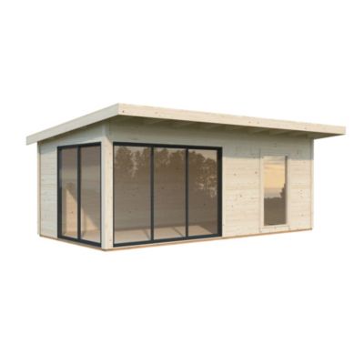 Abri / Studio de jardin Palmako Andréa bois naturel ép.44 mm surface totale 25,7m² - Palmako