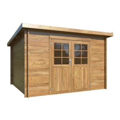 Abri de jardin White Wood Lola "1" bois traité autoclave marron ép.28mm surface totale 10,2m² - White et brown