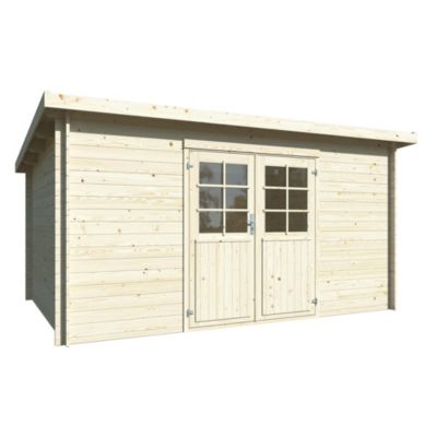 Abri de jardin White Wood Lola 2 bois naturel ép.28mm surface totale 13 7m²