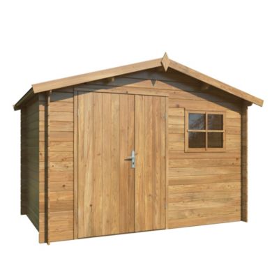 Abri de jardin White Wood Pablo 3 bois traité autoclave marron ép.19 mm surface totale 6 7m²