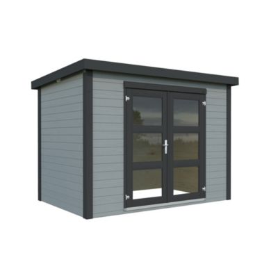 Abri de jardin White Wood Olivia en bois peint gris anthracite ép.19mm surface totale 6,2m² - White et brown