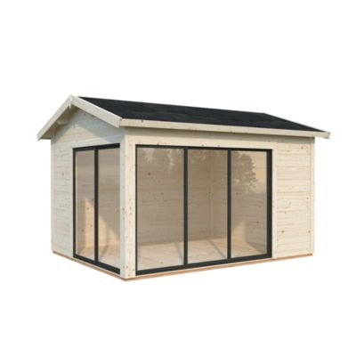 Abri / Studio de jardin Palmako Amanda bois naturel ép.44 mm surface totale 14,7m² - Palmako