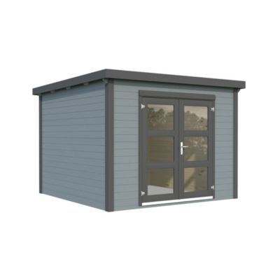 Abri de jardin White Wood Lya "1" en bois peint gris anthracite ép.28mm surface totale 9,1m² - White et brown