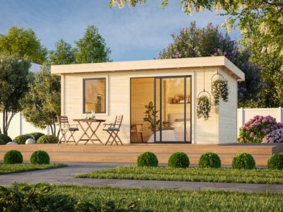 Studio De Jardin En Épicéa Brut 15 M² Avec Baie Coulissante Aluminium Lydia - vue 2
