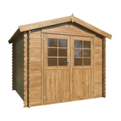 Abri de jardin White Wood Valence 1 bois traité autoclave marron ép.28mm surface totale 6 9m²