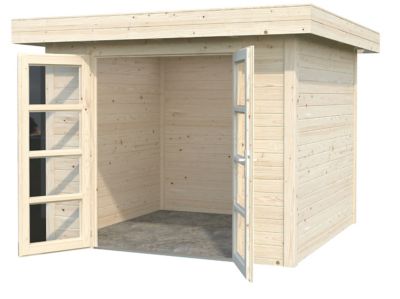 Abri de jardin Volga en bois coloris naturel ép.28 mm surface extérieure 9,08 m²