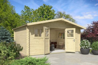 Abri de jardin Taman bois naturel ép.34 mm surface totale 20.9m² - Lasita Maja