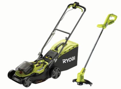 Coupe-bordures et tondeuse hybride Ryobi (avec 2 batteries et 1 chargeur)