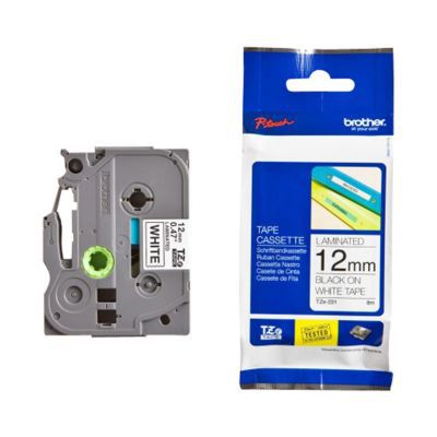 Ruban pour étiqueteuse TZE231 noir sur blanc 12 mm x 8 m