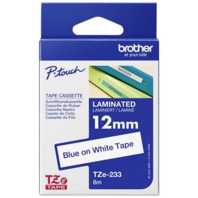 Brother Ruban d'étiquetage laminé TZe-233 12 mm x 8 m blanc texte - vue 5