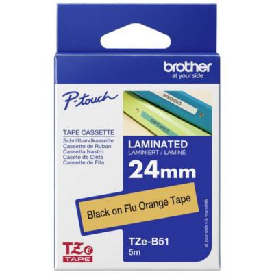 Brother Ruban d'étiquetage TZe-B51 orange fluorescent 24 mm x 5 m, plastifié pour P-touch - vue 7