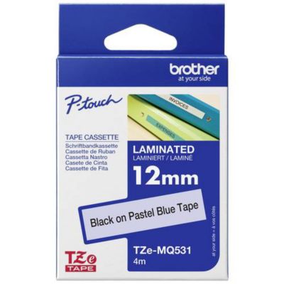 Brother Ruban TZEMQ531 12 mm Noir sur Bleu Laminé - vue 2