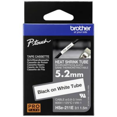 Brother Ruban thermorétractable HSe HSE211E 5,2 mm x 1,5 m noir sur blanc, compatible P-Touch - vue 3