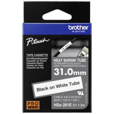 Brother HSe HSE261E ruban thermorétractable 31 mm x 1,5 m, noir sur - vue 3