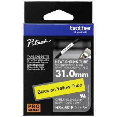 Brother Ruban thermorétractable HSe HSE661E 31 mm x 1,5 m jaune, texte - vue 4