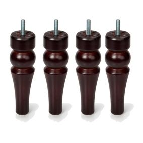 4un. Pied de meuble pied de canapé en bois de pin laqué vernis noyer mat. Hauteur 150mm