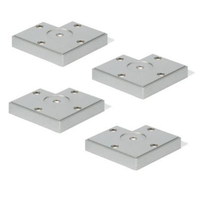 4un. Pied rehausseur de meuble en résine plastique ABS ANTI-HUMIDITÉ couleur aluminium mat. Hauteur 15mm