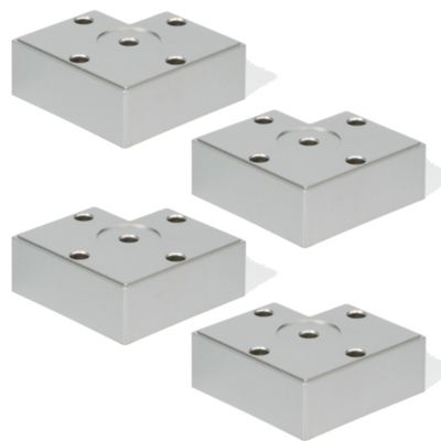 4un. Pied rehausseur de meuble en résine plastique ABS ANTI-HUMIDITÉ couleur aluminium mat. Hauteur 30mm