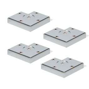 4un. Pied rehausseur de meuble en résine plastique ABS ANTI-HUMIDITÉ plaquée chrome brillant. Hauteur 15mm