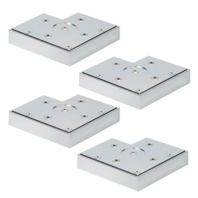 4un. Pied rehausseur de meuble en résine plastique ABS ANTI-HUMIDITÉ plaquée chrome brillant. Hauteur 20mm