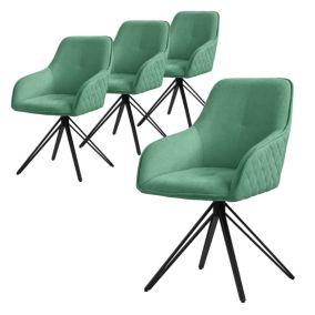 4x Chaise de salle à manger vert  pivotante  fauteuil rembourrée de salon