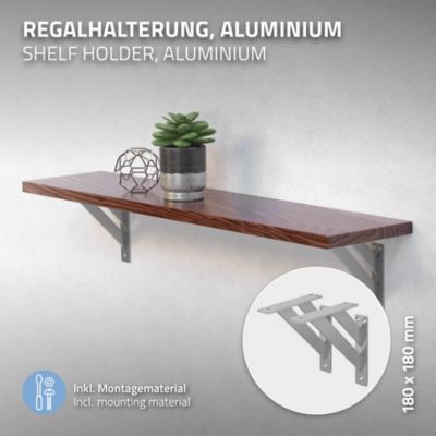 4x Equerres Etagere mural support d'angle en aluminium argent