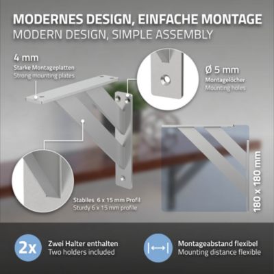 4x Equerres Etagere mural support d'angle en aluminium argent