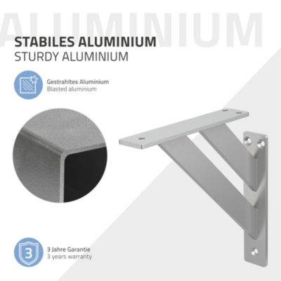 4x Equerres Etagere mural support d'angle en aluminium argent