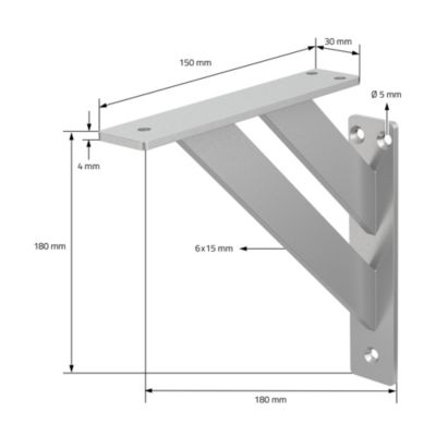4x Equerres Etagere mural support d'angle en aluminium argent