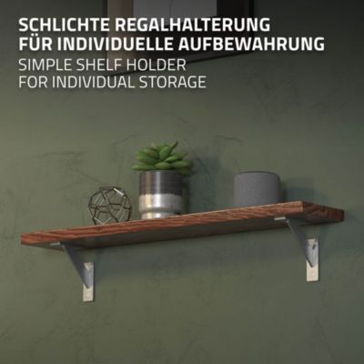 4x Support Etagere murale fixation flottante aluminium argent