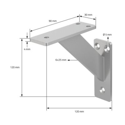 4x Support Etagere murale fixation flottante aluminium argent