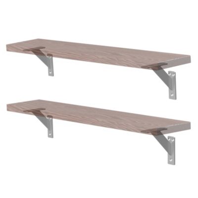 4x Support Etagere murale fixation flottante aluminium argent