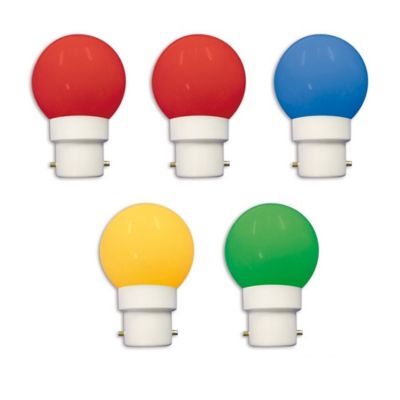 5 ampoules LED B22 Rouge, jaune, bleue, verte Castorama