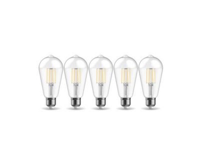 5 ampoules LED ST64 E27 IP20 470lm 5W 40W 230V blanc chaud Castorama