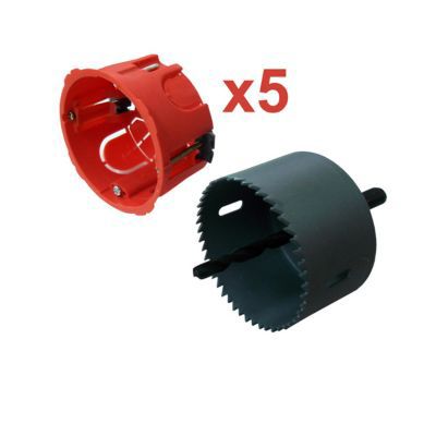 5 boîtes d'encastrement à sceller + scie cloche Zenitech