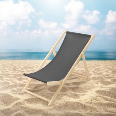 5 Chaise longue jardin pliable ECD Germany anthracite en bois jusqu'à 120 kg intérieur et extérieur
