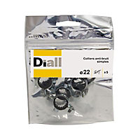 5 colliers anti-bruit simple Diall ø22 mm