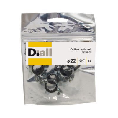 5 colliers anti-bruit simple Diall ø22 mm