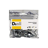 5 colliers antibruit simples Diall ø16 mm