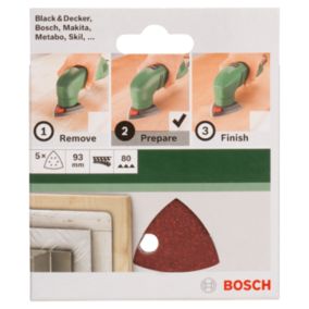 5 disques abrasifs Bosch Delta Velcro Ø93mm grain 80