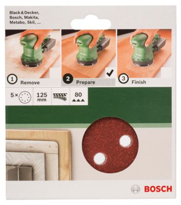 5 disques abrasifs Bosch Velcro ⌀125 mm grain 80