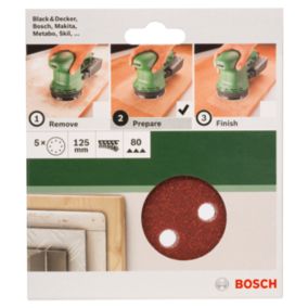 5 disques abrasifs Bosch Velcro ⌀125 mm grain 80