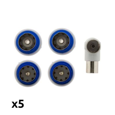 Lot De 5 Fiches TV – 2 Mâles, 2 Femelles, 1 Té – Diamètre 9,52 Mm, Couleur Blanc - 3