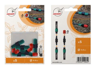 5 jonctions extra + 5 bouchons extra pour tuyau goutte à goutte 4 x 6 mm
